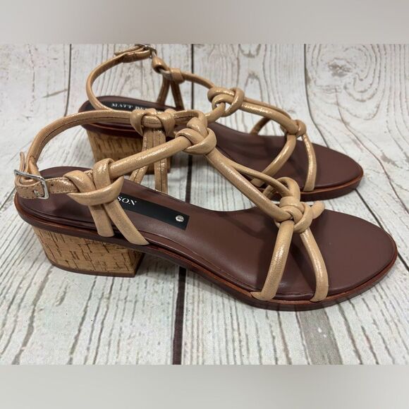 Matt Bernson Elba Sandals Rose Gold Knot Strap Block Heel Sundance Size 10 - Picture 1 of 10